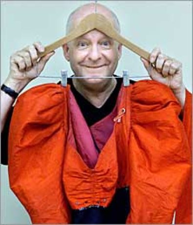 DIGICAM 16284 pieter diakuys.smh.news.picture shows portrait of pieter diakuys with one of his costumes in sydney.photograph by edwina pickles.story by anthony denis.taken on 23rf oct 2002.